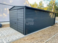 Garaż blaszany 3x6m - Brama uchylna - drzwi Antracyt Dach rynny GP581 Lubin - zdjęcie 2