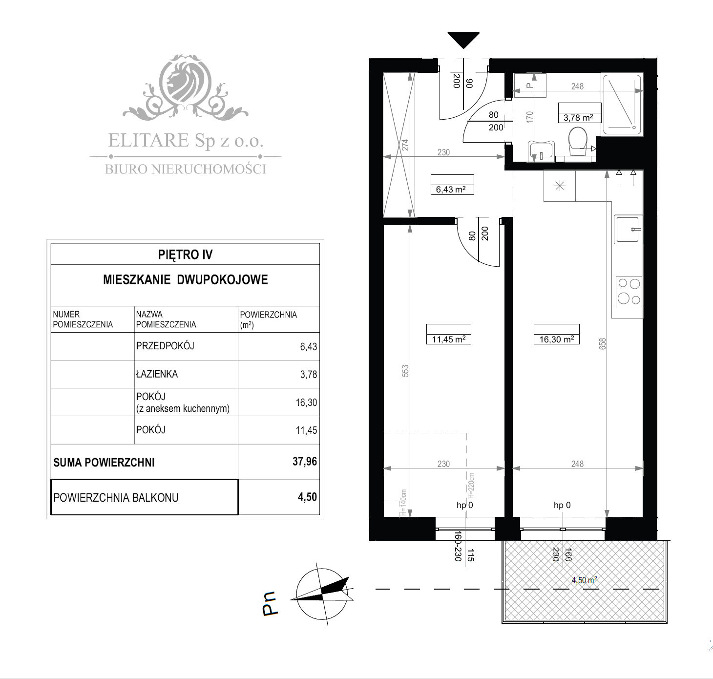 Mieszkanie 37,96m2, 2pokojowe z balkonem/ Wrocław Psie Pole Poświętne Wrocław - zdjęcie 3