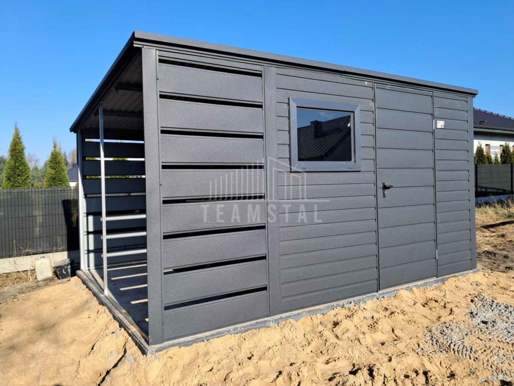 Schowek - domek ogrodowy 2,5x2m + wiata 1m - drzwi okno dach TS1080 Włocławek - zdjęcie 3