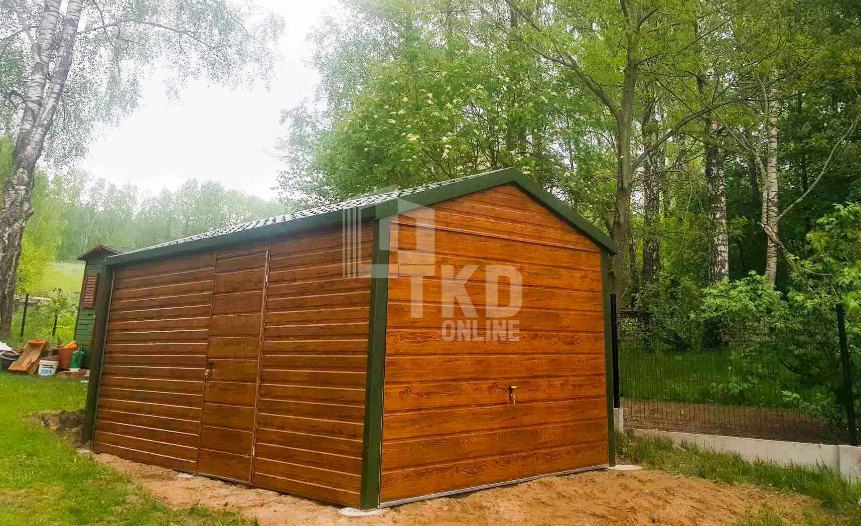 Garaż blaszany 3x5  brama uchylna  Drewnopodobny blachodachówka TKD134 Rzeszów - zdjęcie 6