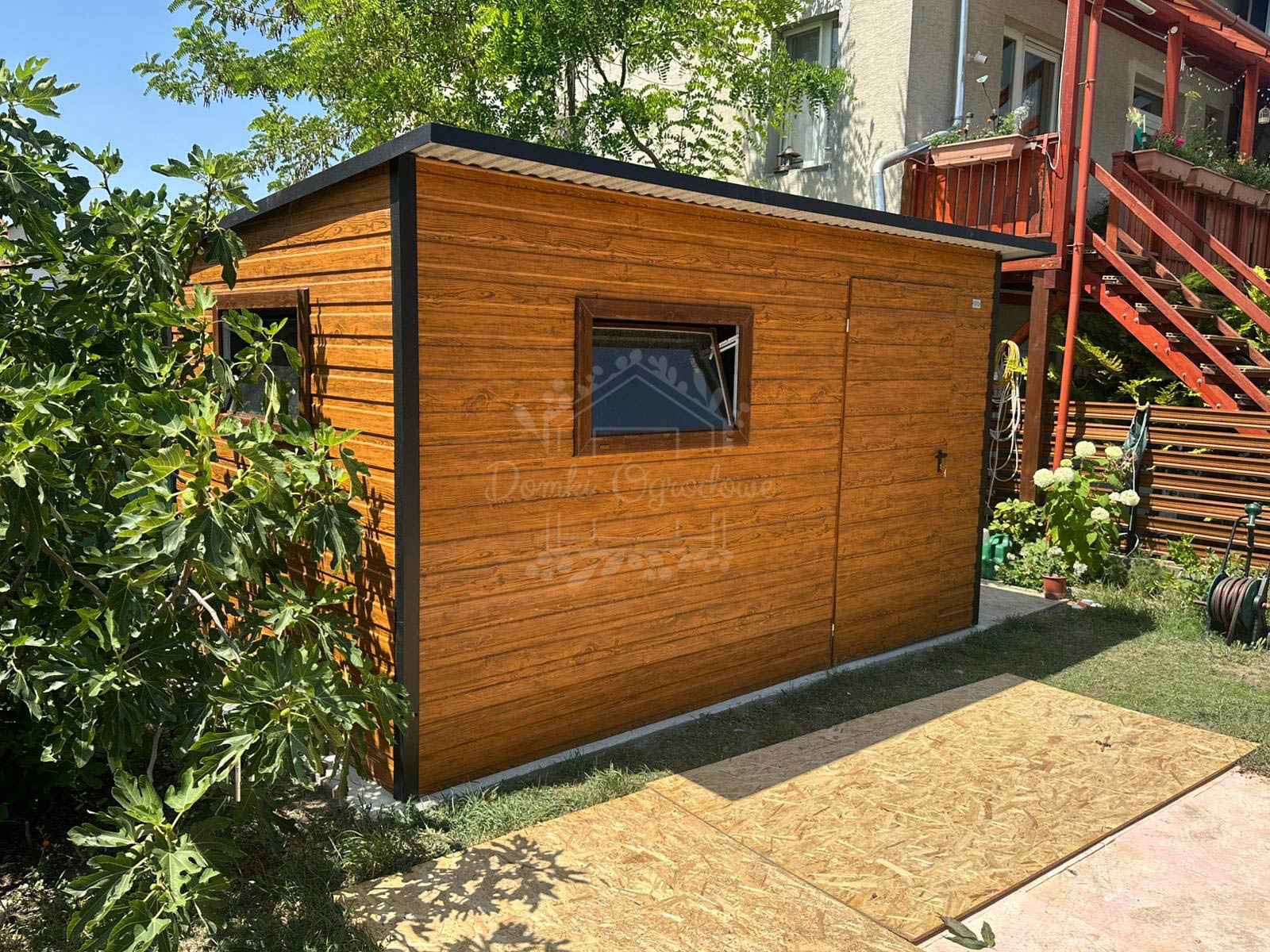 Schowek – domek ogrodowy 4x2m jasny orzech – drewnopodobny ID1275 Września - zdjęcie 4