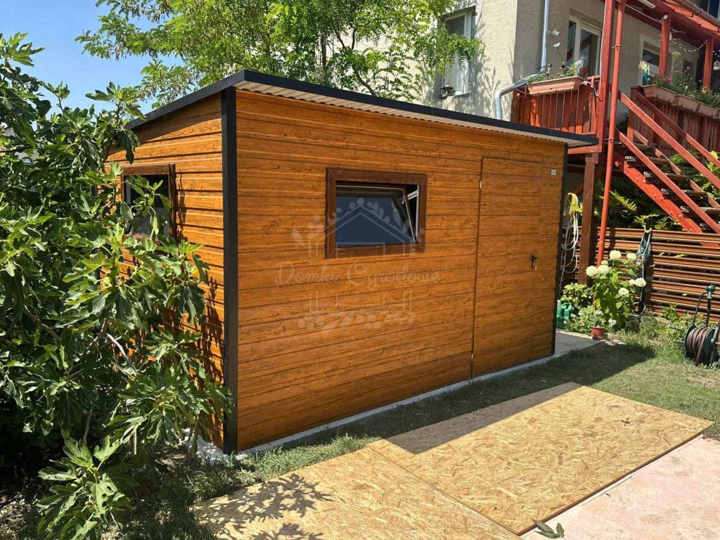Schowek – domek ogrodowy 4x2m jasny orzech – drewnopodobny ID1275 Września - zdjęcie 4