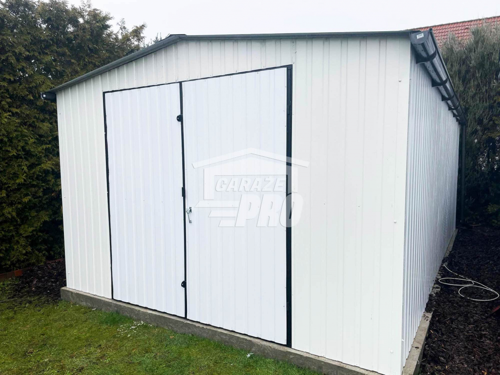 Garaż blaszany 4x6 Brama dwuskrzydłowa Biały  Dach dwuspadowy GP81 Gdańsk - zdjęcie 3