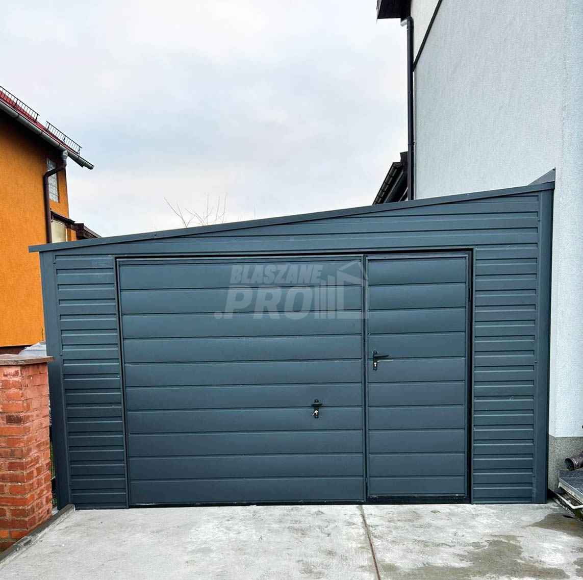 Garaż Blaszany 4x6 Brama uchylna Drzwi Antracyt dach Spad w bok GP252 Legnica - zdjęcie 2