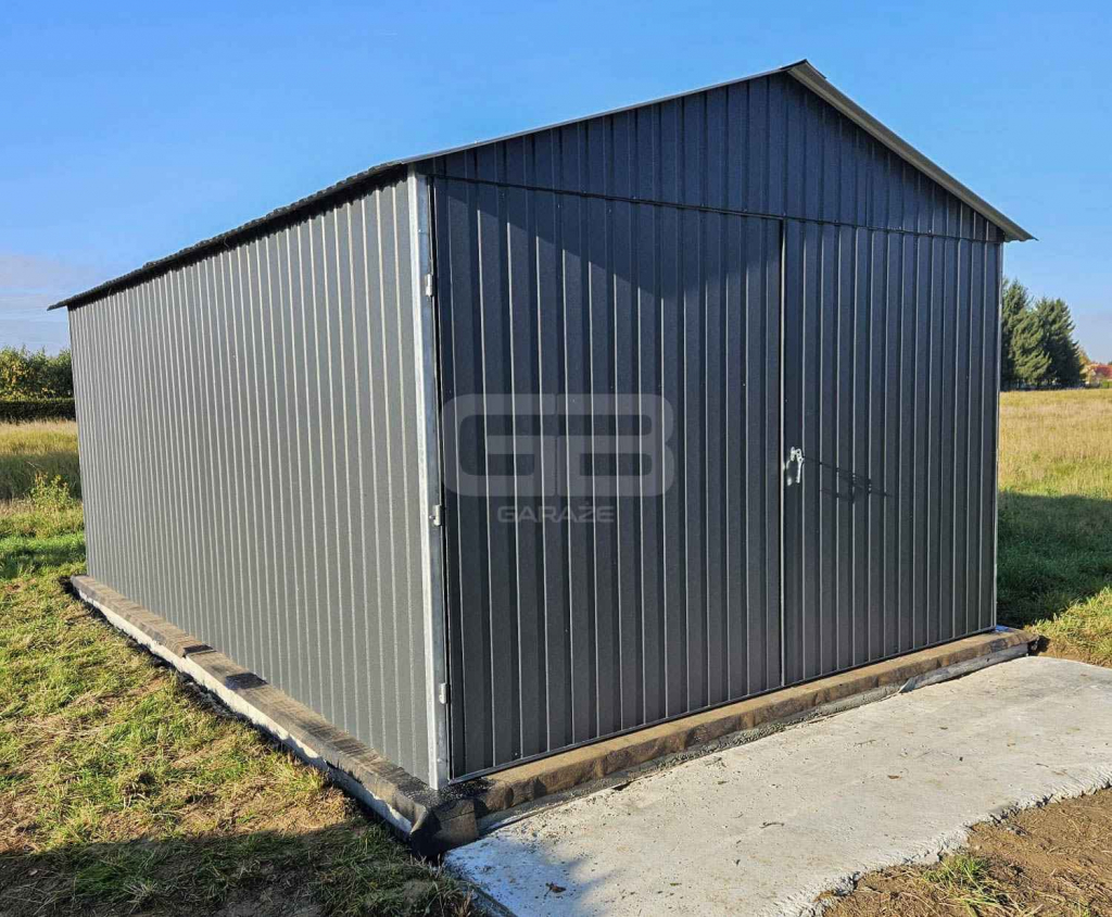 Garaż blaszany 3x6 Brama dwuskrzydłowa - antracyt - dach GB152 Zakopane - zdjęcie 2
