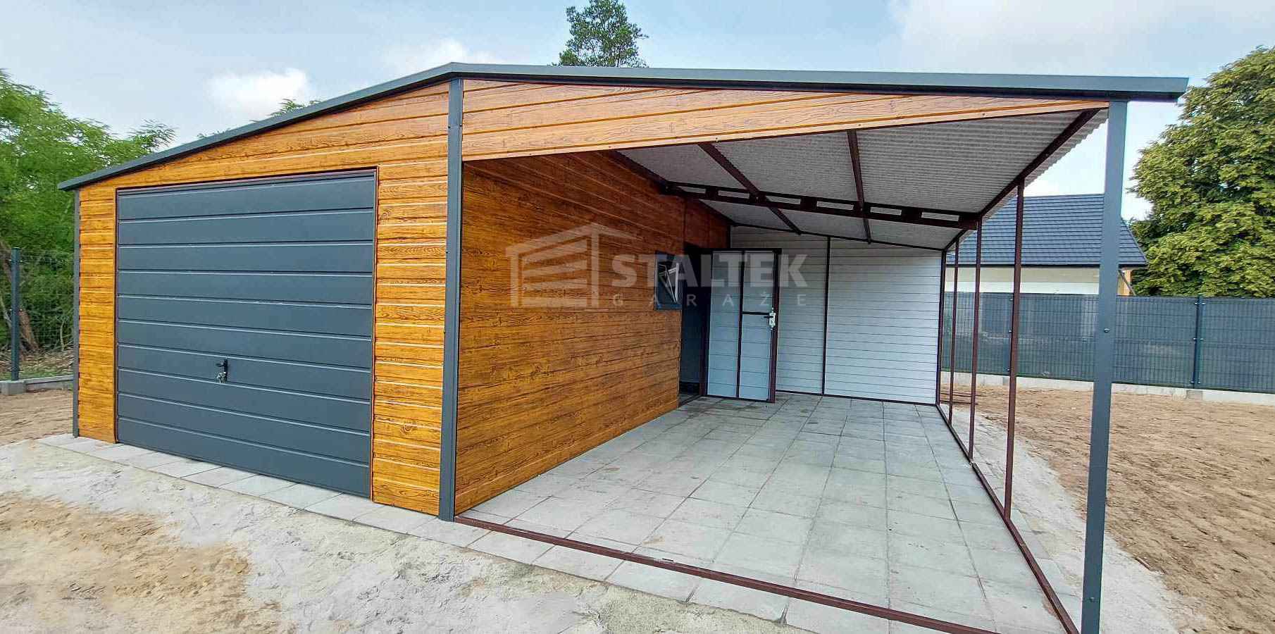 Garaż blaszany 4x6 + wiata 4m Brama uchylna Drzwi okno Dach ST119 Częstochowa - zdjęcie 5