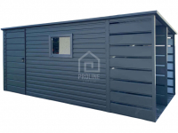 Schowek Domek ogrodowy 3,8x2,5m +wiata 1,2m drzwi okno spad PLG150