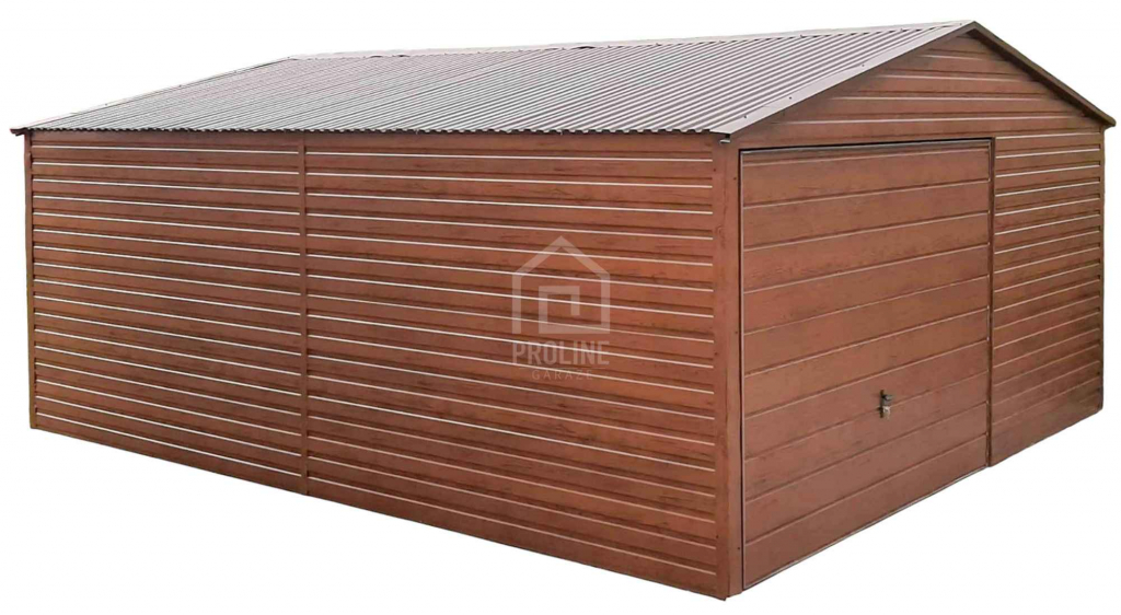 Garaż blaszany 5x5 Brama uchylna drewnopodobny Dach dwuspadowy PLG117 Brzesko - zdjęcie 1