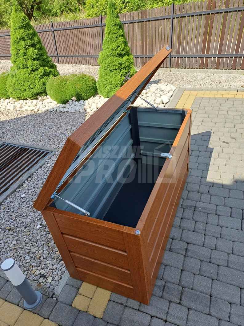 Skrzynia ogrodowa metalowa kufer 150x60x70cm  złoty dąb GP348 Przemyśl - zdjęcie 6