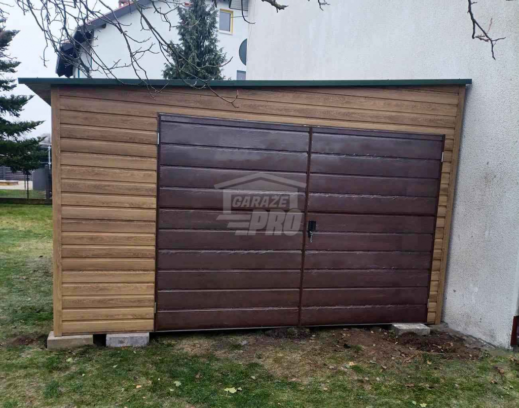 Garaż blaszany 4x7m Brama dwuskrzydłowa okno drewnopodobny dach GP519 Bydgoszcz - zdjęcie 3