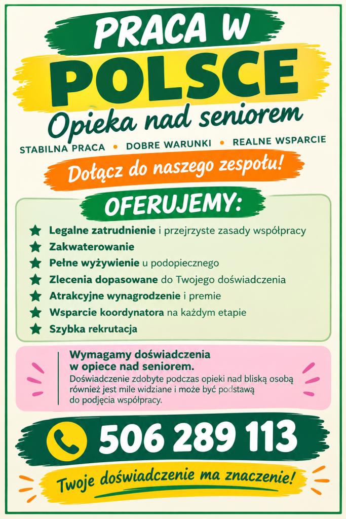 Praca dla opiekuna osoby starszej – dobre warunki współpracy Czastary - zdjęcie 1
