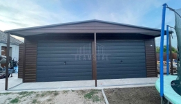 Garaż blaszany 8x6m 2x brama uchylna drzwi 4x okno  dach rynny TS1325 Chojnice - zdjęcie 2