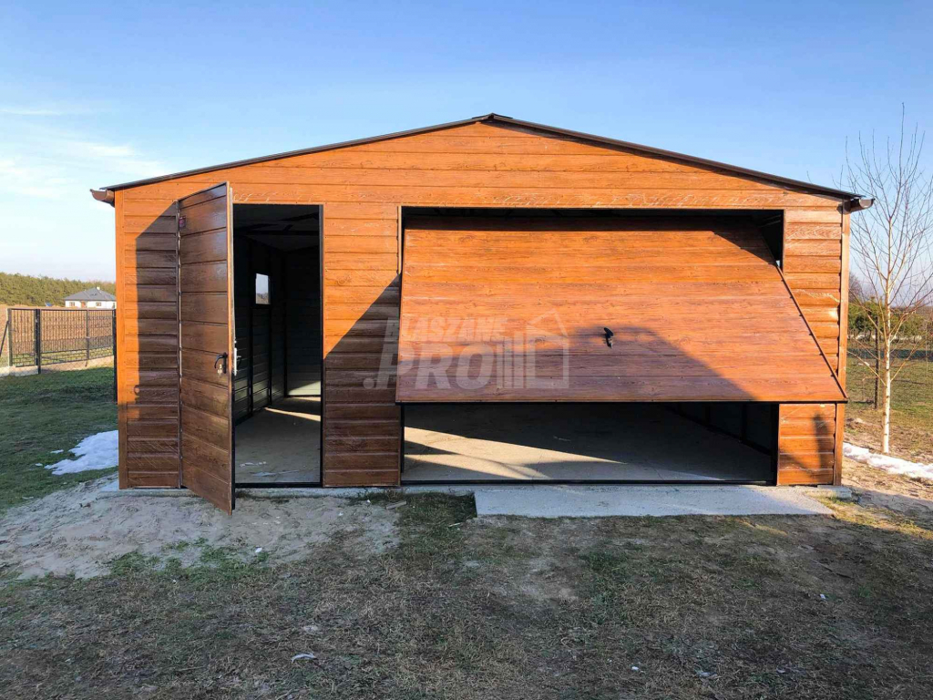 Garaż blaszany 5,5x6 Brama + drewnopodobny Dach dwuspadowy GP84 Zielona Góra - zdjęcie 10