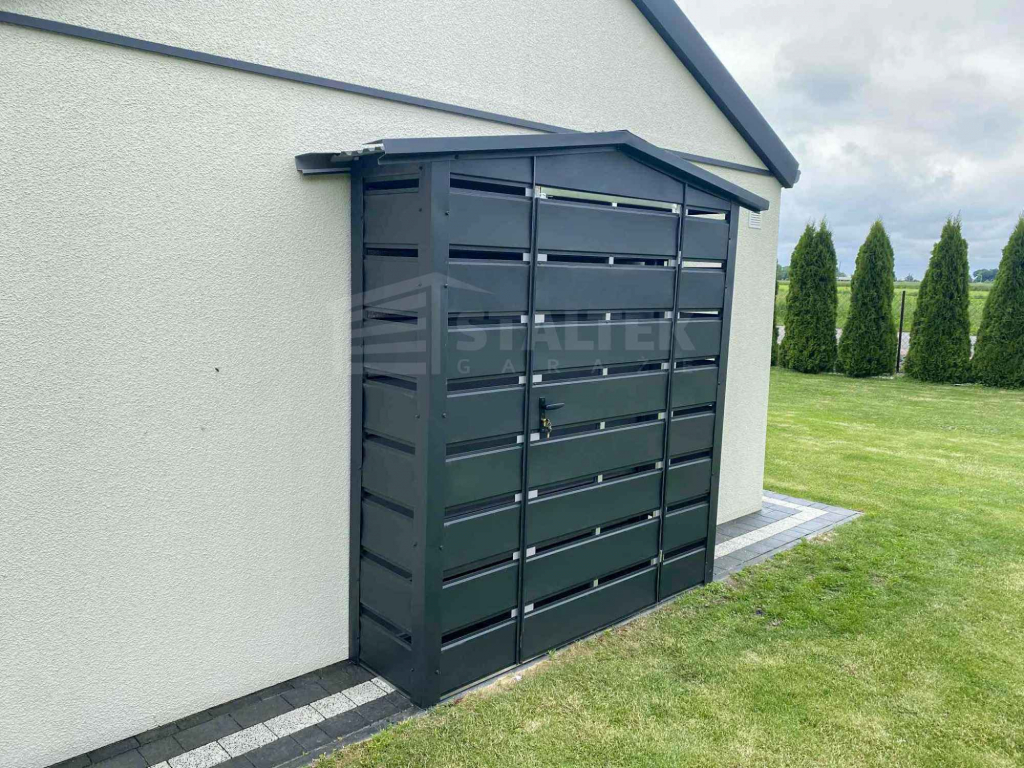 Wiata śmietnikowa 1,5x0,5m antracyt - dach dwuspadowy ST167 Zamość - zdjęcie 3