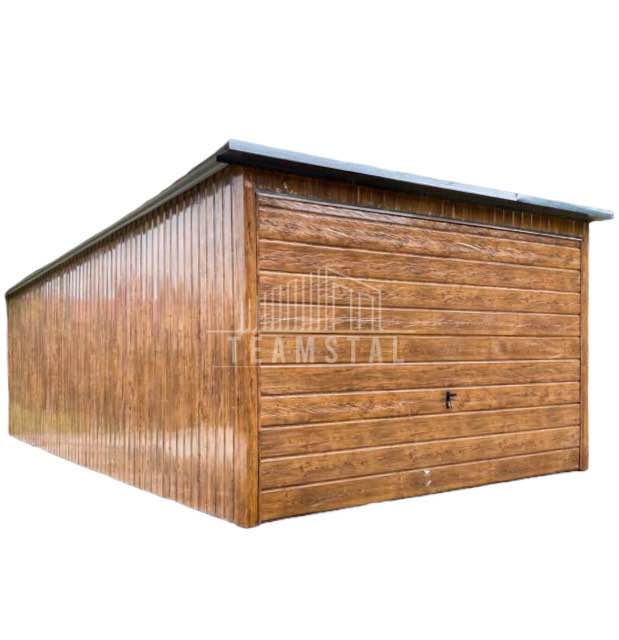 Wolnostojący Garaż Blaszany 3x7 Brama - Drewnopodobny Spad w tył TS152 Chodzież - zdjęcie 1