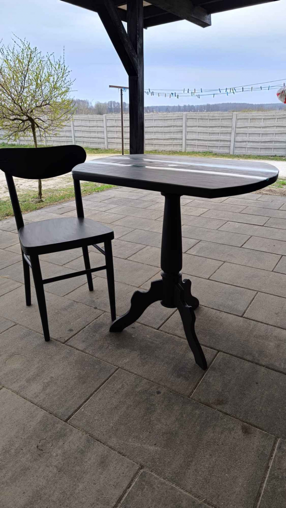 Stolik kawowy plus krzesło PRL Młodocin - zdjęcie 7