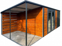 Schowek domek ogrodowy 4x3m wiata 1,5m drzwi drzwi szklane PCV TS1214