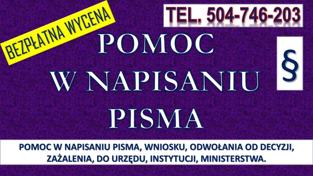Biuro, pisanie pism, tel. 504-746-203, cennik, napisanie pisma, cena Psie Pole - zdjęcie 1