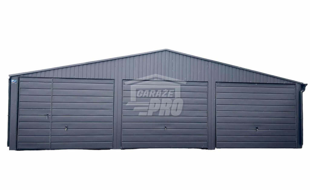 Garaż blaszany 9x6  antracyt 3x brama uchylna   Dach dwuspad GP134 Helenowo - zdjęcie 1