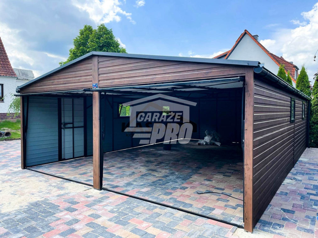 Garaż blaszany 6x9 drewnopodobny  Dach dwuspadowy Blachodachówka GP126 Nowy Sącz - zdjęcie 3