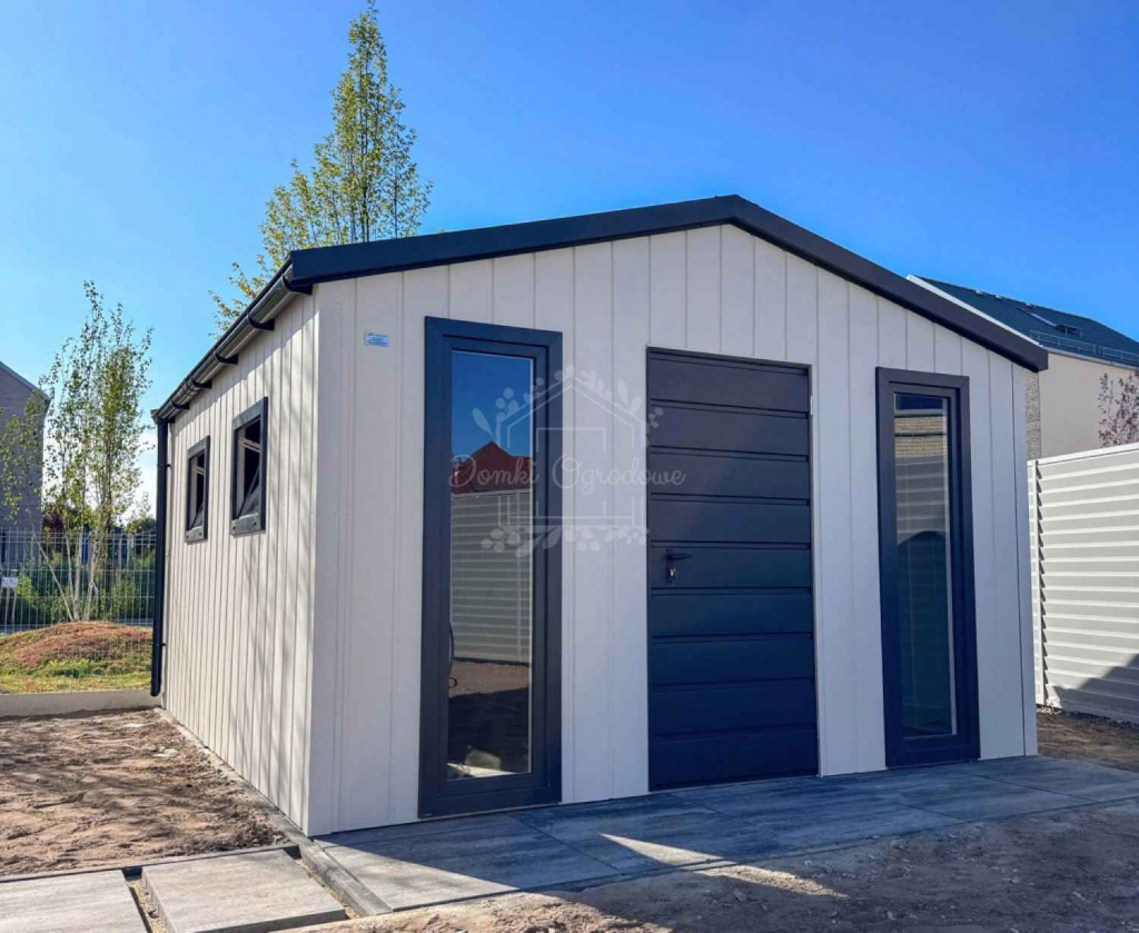 Domek ogrodowy 3x4 biały - antracyt  blachodachówka  dwuspadowy ID1160 Nowa Huta - zdjęcie 4