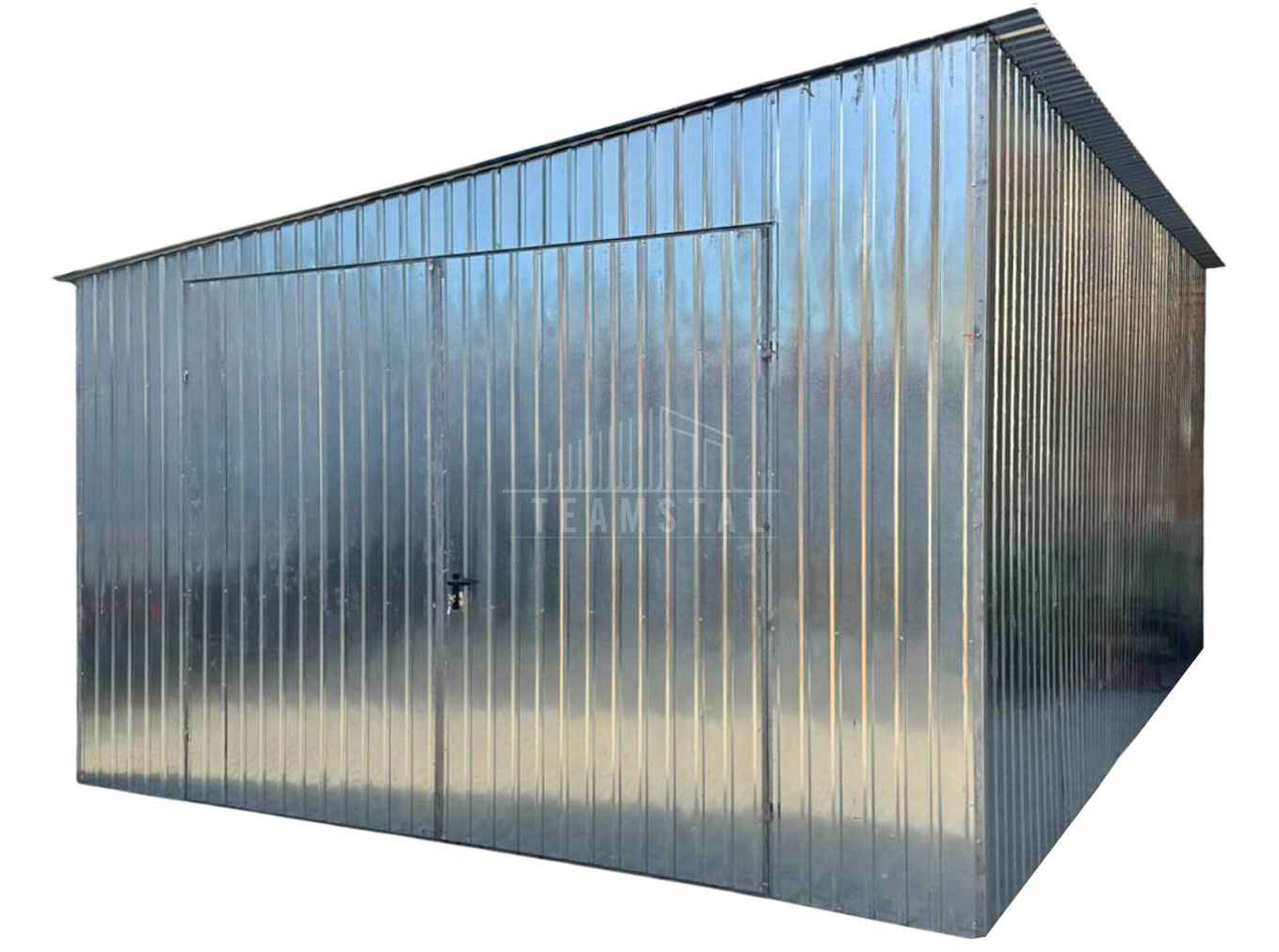 Garaż blaszany 4x5m - brama dwuskrzydłowa - ocynk - spad w bok TS1210 Łuków - zdjęcie 1