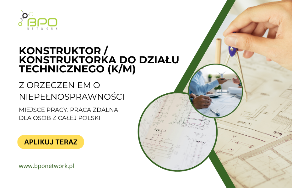 Konstruktor (K/M) do działu technicznego z orzeczeniem zdalnie Bemowo - zdjęcie 1
