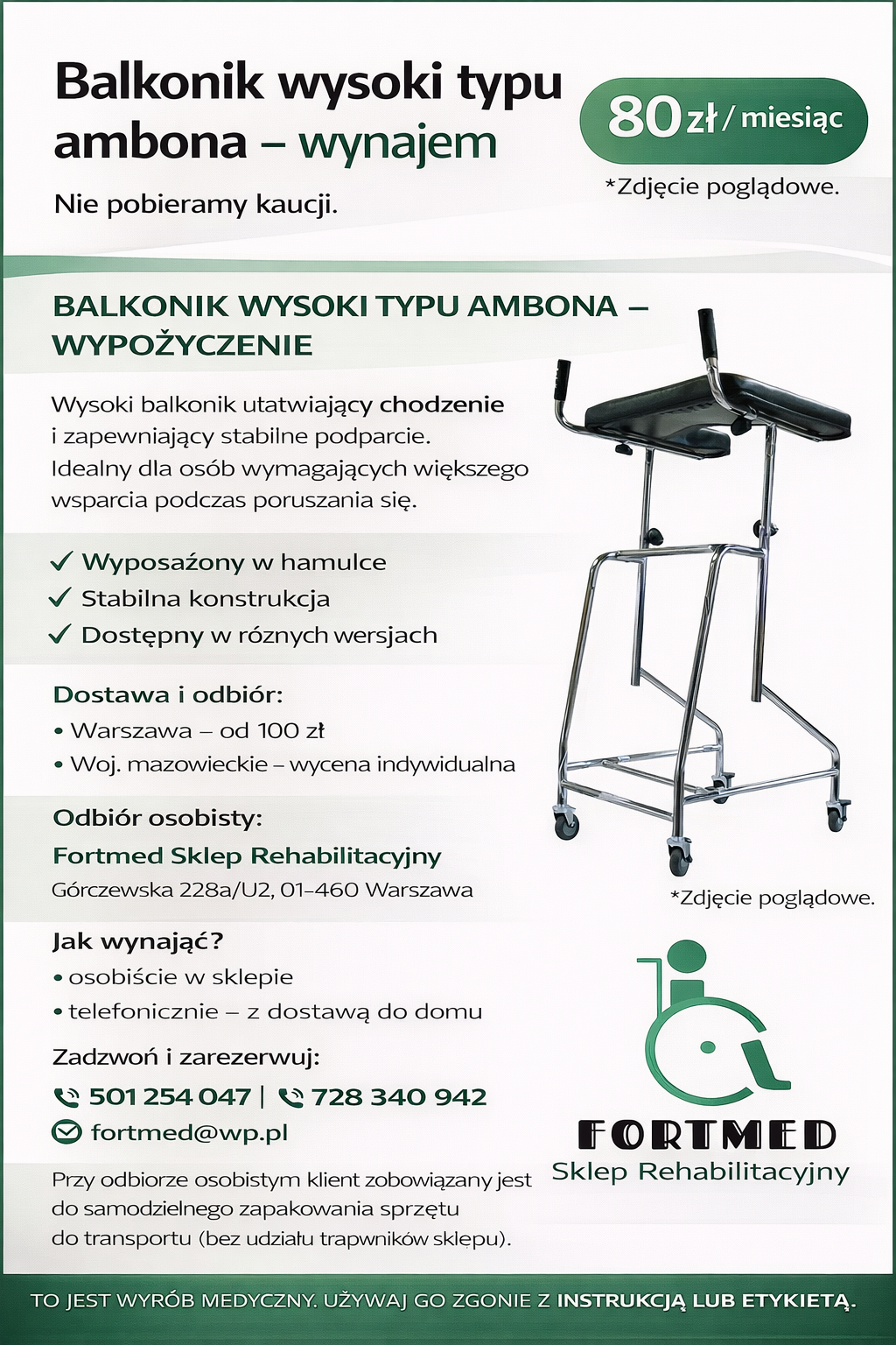 Balkonik wysoki typu ambona – wynajem 80 zł Bemowo - zdjęcie 1