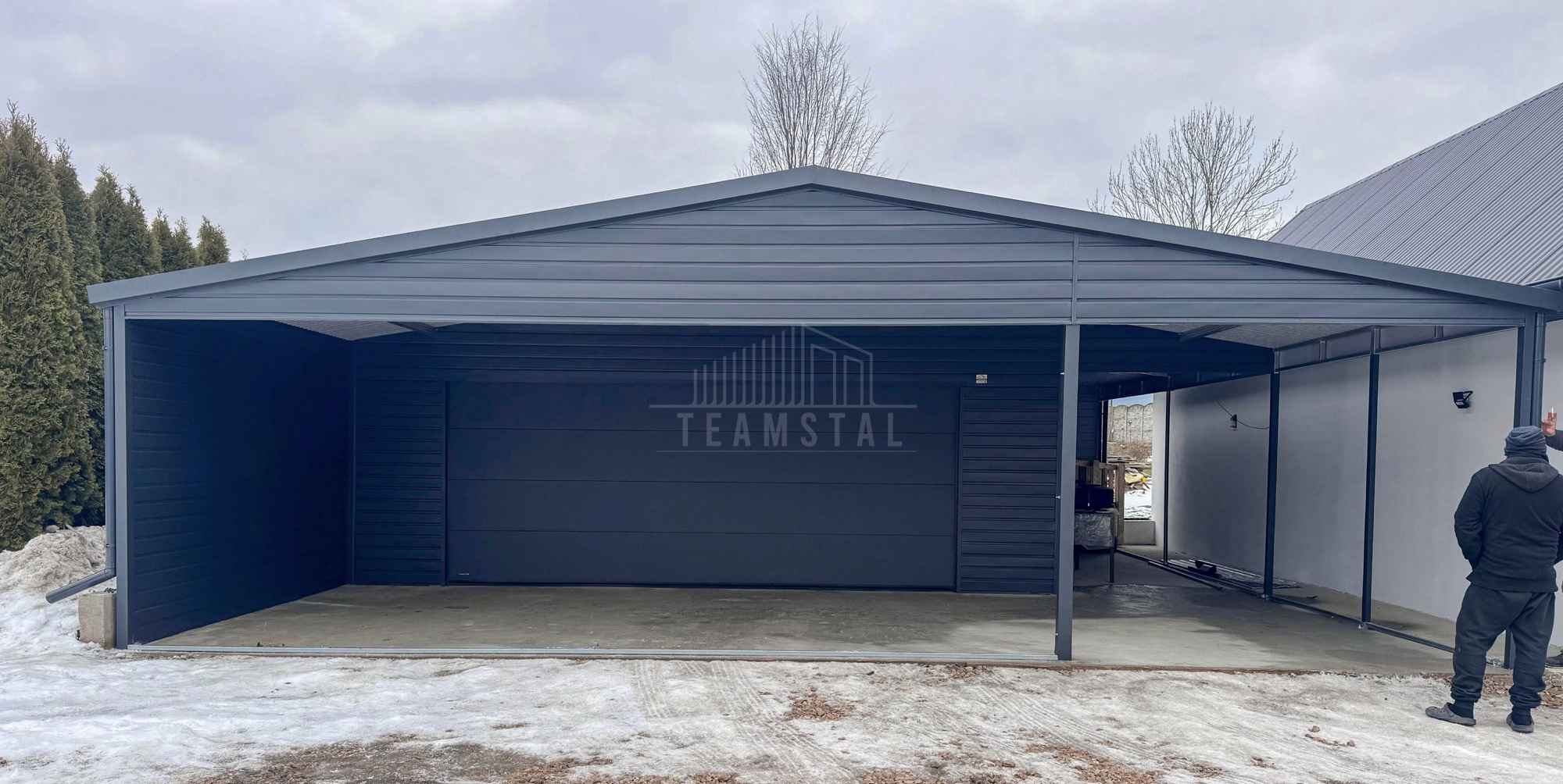 Garaż blaszany 6x6 m 2x wiata brama segmentowa okno rynny dach TS1283 Bydgoszcz - zdjęcie 2