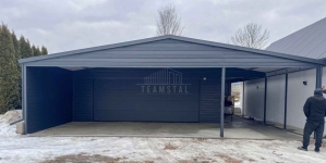 Garaż blaszany 6x6 m 2x wiata brama segmentowa okno rynny dach TS1283 Bydgoszcz - zdjęcie 2
