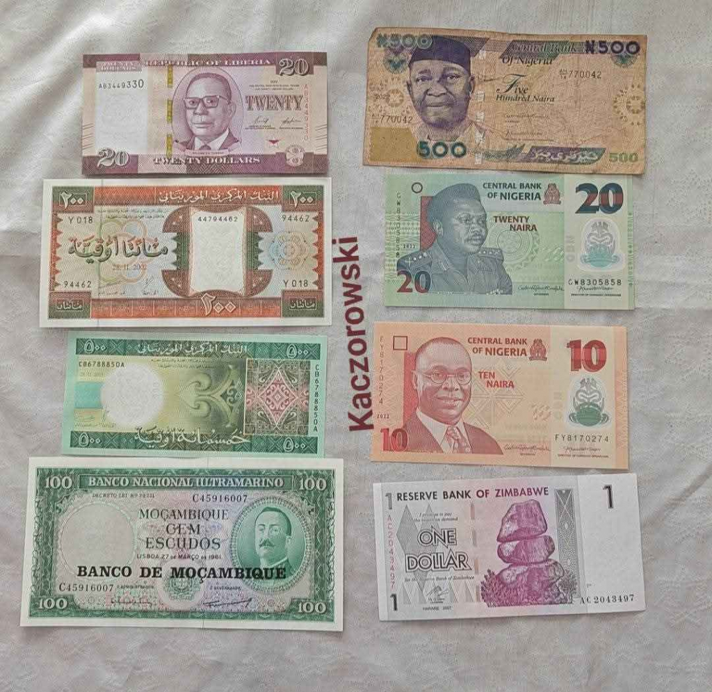 Banknoty zestaw 8 sztuk z Afryki Ruda Śląska - zdjęcie 1