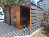 Schowek domek ogrodowy 4,4x2,5m + wiata 1,1x2,5m drzwi okno TS1165 Suwałki - zdjęcie 4