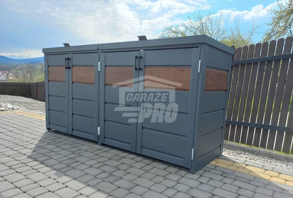 Zabudowa koszy obudowa kubłów 275x80x120cm 4x240L+ ciemny orzech GP337 Gdynia - zdjęcie 2