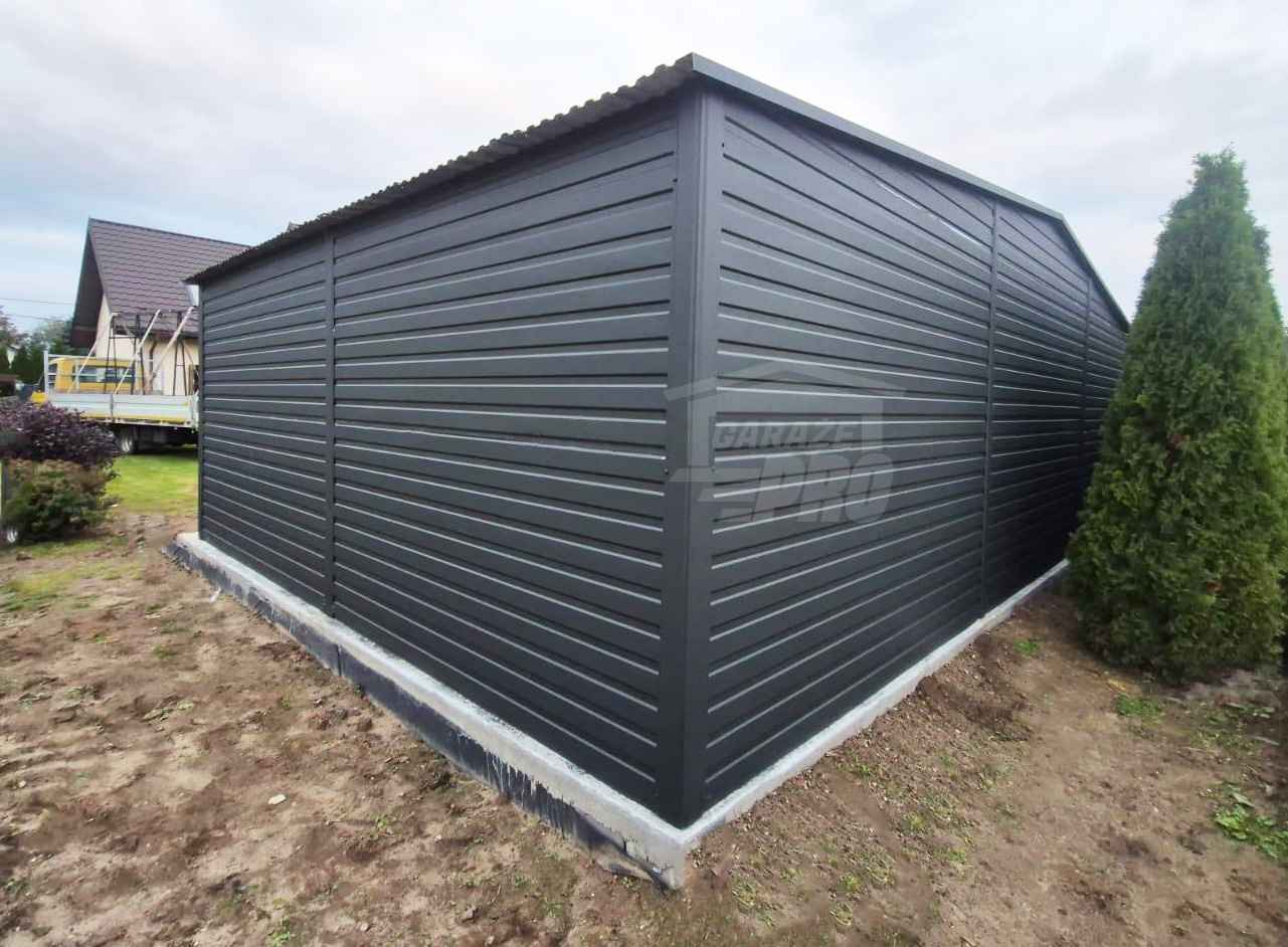 Garaż blaszany 6x6 m + wiata 3x6 m 2x brama uchylna drzwi dach GP745 Wisła - zdjęcie 5