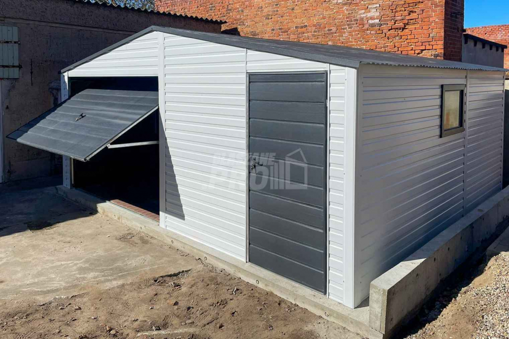 Garaż Blaszany 6x5m - Brama Uchylna - Drzwi - Okno - Biały  GP362 Kalisz - zdjęcie 2