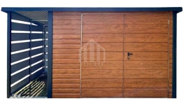 Schowek - domek ogrodowy 3x3 m + wiata 1x3 m brama dach SO206