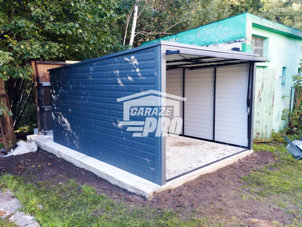 Garaż blaszany 3x4m Brama uchylna Antracyt Dach spad w tył GP223 Zielona Góra - zdjęcie 2