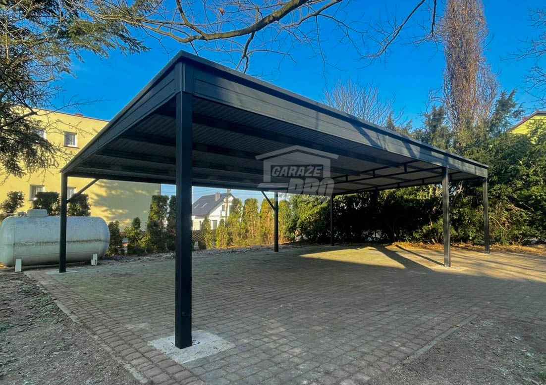 Wiata samochodowa - Carport 9x5,5m - Antracyt - dach spad w tył GP589 Nowy Sącz - zdjęcie 6