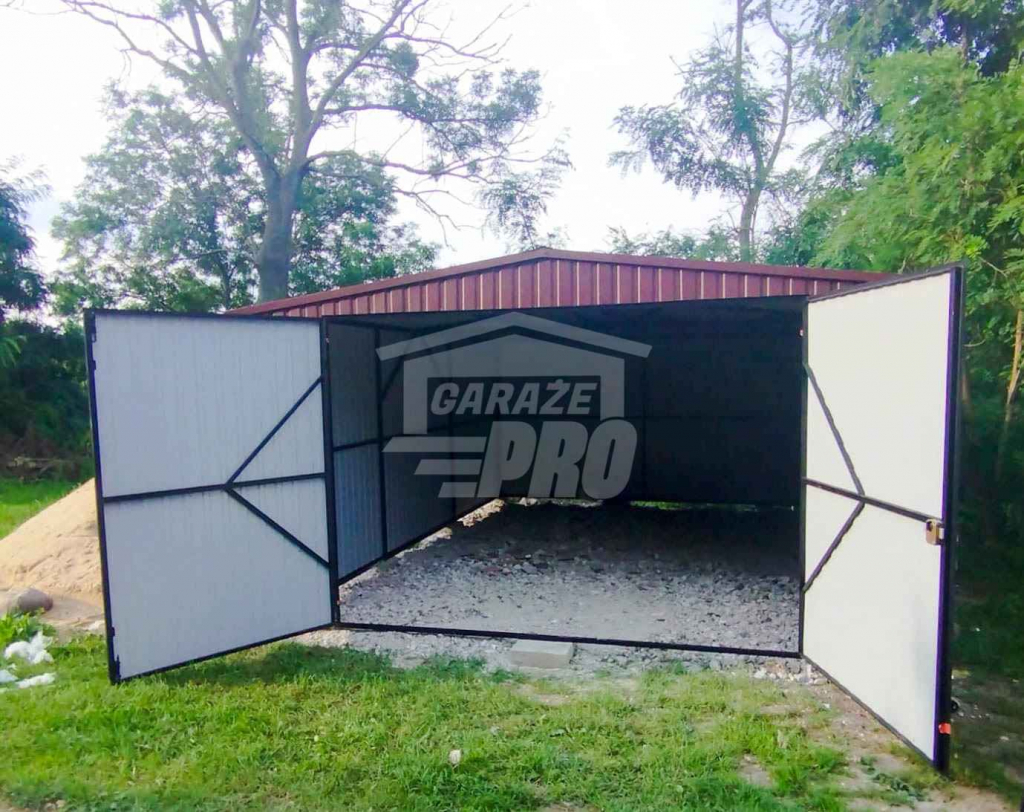 Garaż blaszany 4x7 Brama Brąz Dach dwuspadowy - wolnostojący GP206 Mrągowo - zdjęcie 7