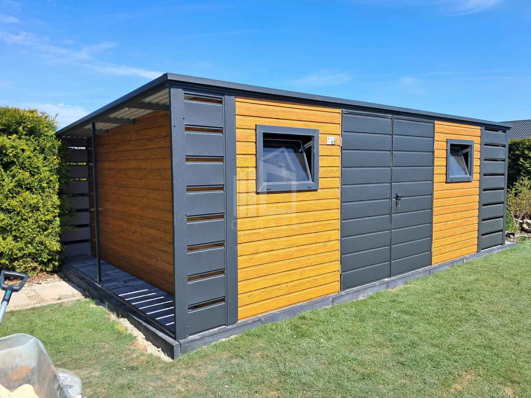 Schowek domek ogrodowy 4,5x3m + wiata 0,5m brama drzwi 2x okno  ID1018 Żnin - zdjęcie 2