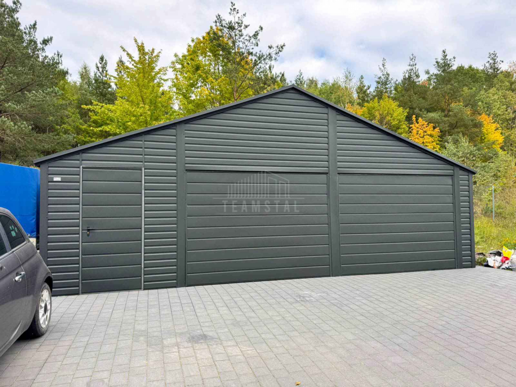 Garaż blaszany 8x6m 2 x brama drzwi podwyższony szczyt rynny TS1195 Dobre Miasto - zdjęcie 6