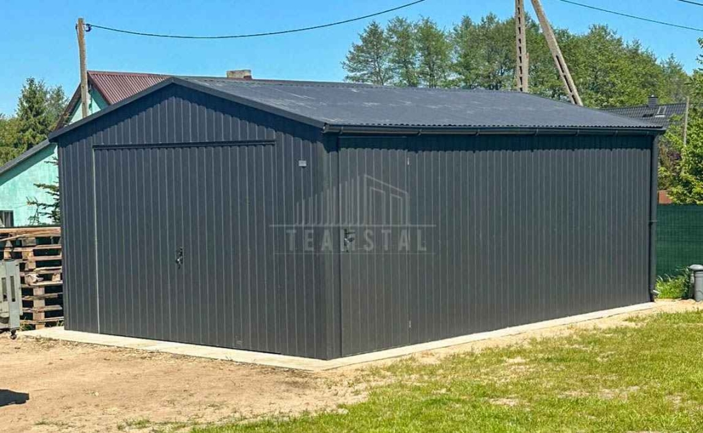 Garaż blaszany 5x6 m - brama uchylna - drzwi - rynny - dach TS1310 Cieszyn - zdjęcie 4
