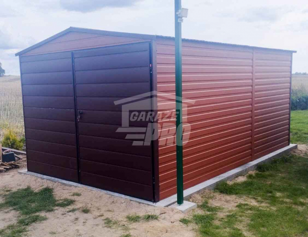Garaż blaszany 3x5 Brama + drzwi - Brąz dwuspadowy GP210 Włocławek - zdjęcie 2