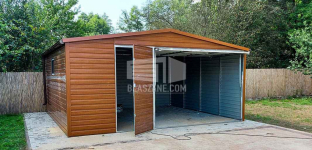 Garaż Blaszany 5x5 - Brama Rynny drewnopodobny dach dwuspadowy BL142 Zamość - zdjęcie 7