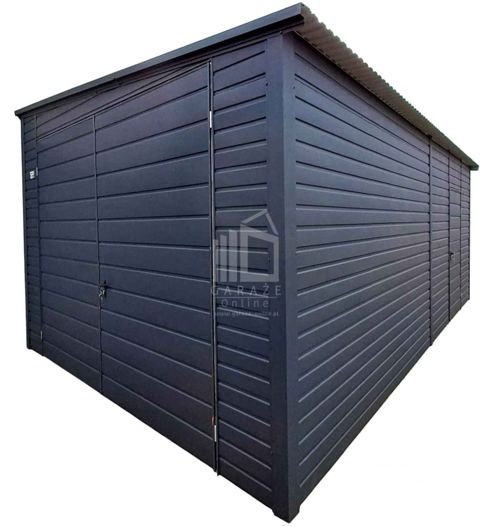 Garaż blaszany 3x7m - Brama dwuskrzydłowa drzwi dach spad w bok ID966 Żary - zdjęcie 1