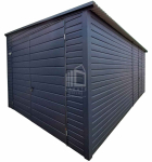 Garaż blaszany 3x7m - Brama dwuskrzydłowa drzwi dach spad w bok ID966