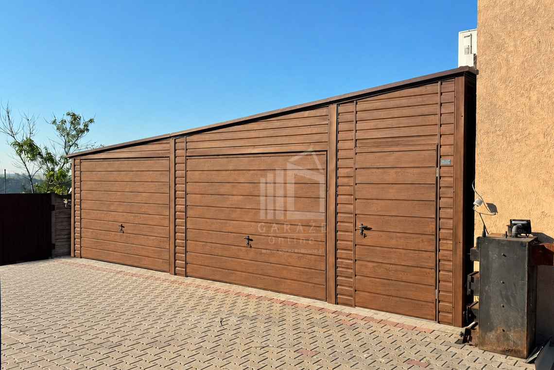 Garaż blaszany 8,5x6 m 2x brama drzwi dach spad na bok rynny ID1289 Chodzież - zdjęcie 4