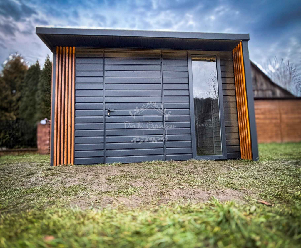 Schowek  Domek ogrodowy PREMIUM 3x3m + wiata Dekor  Antracyt  ID904 Szczecin - zdjęcie 7