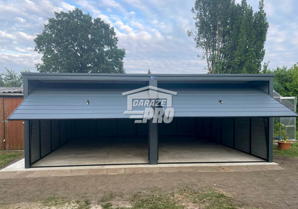 Garaż blaszany 6x6 2x Brama uchylna Antracyt Dach spad w tył GP136 Śródmieście - zdjęcie 7