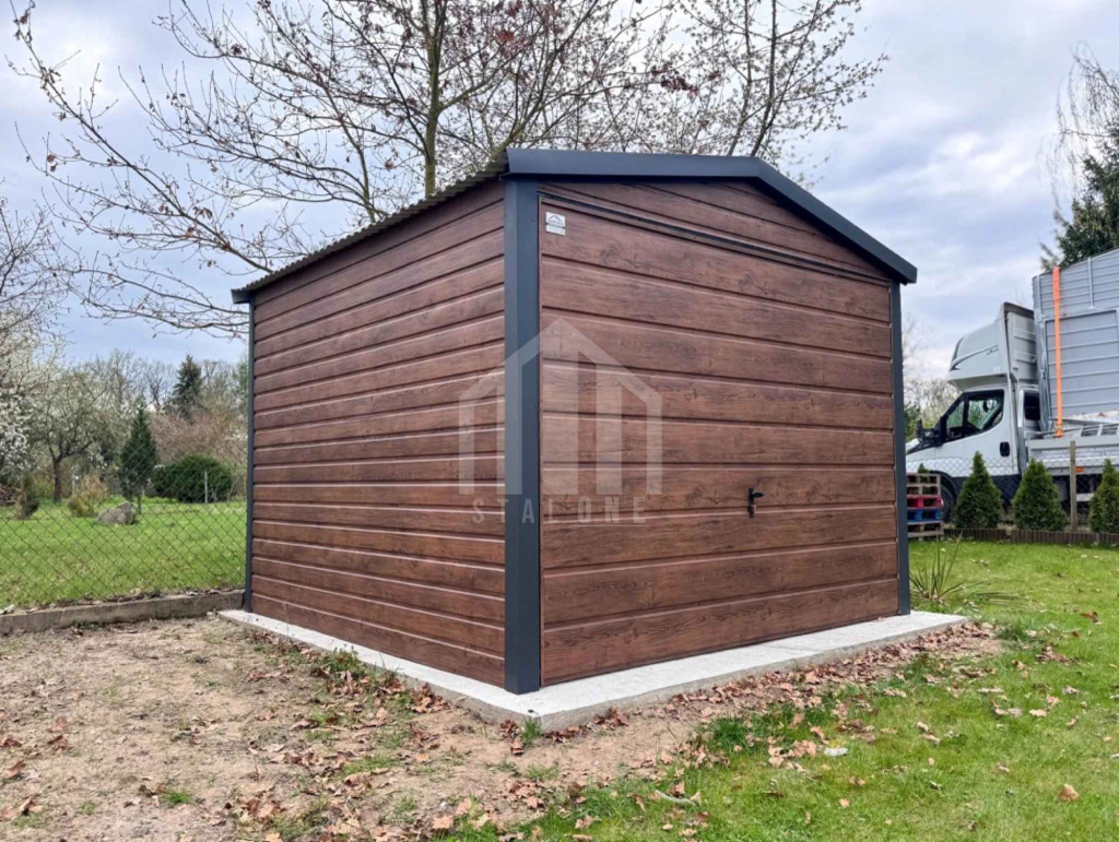 Garaż blaszany 3x3m - brama uchylna - ciemny orzech SO111 Toruń - zdjęcie 3